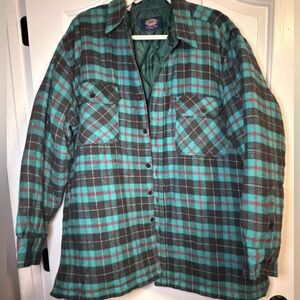 Dickies Teal and Black Plaid Lightweight Shirt Jacket